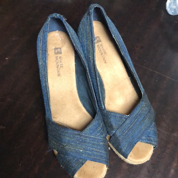 Denim womens wedge shoes size 7.5 - Picture 3 of 4